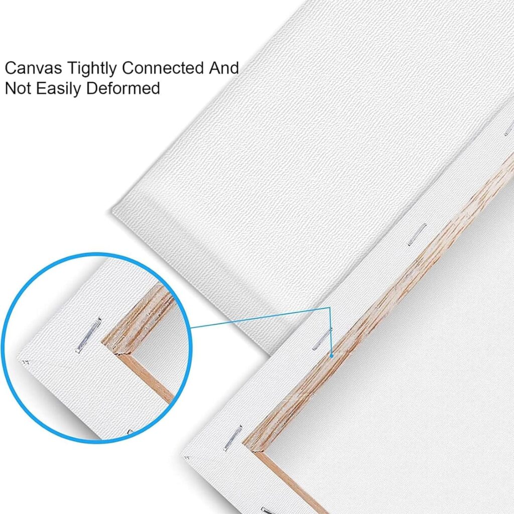 24 Pack Canvases for Painting with 4x4, 5x7, 8x10, 9x12, 11x14, 12x16, Round Canvas with 12x12, 8x8, 3 of Each, Painting Canvas for Oil  Acrylic Paint.